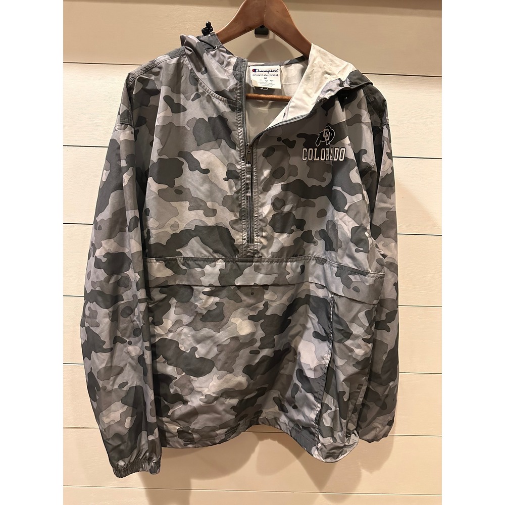 Champion Colorado Buffaloes Camo Half Zip Windbreaker Jacket Grey Womens Medium